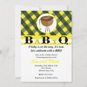 Cartes d'invitation Fête bébé barbecue d'été jaune