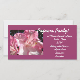 Cartes d'invitation Fête en pyjama ! Fleurs roses