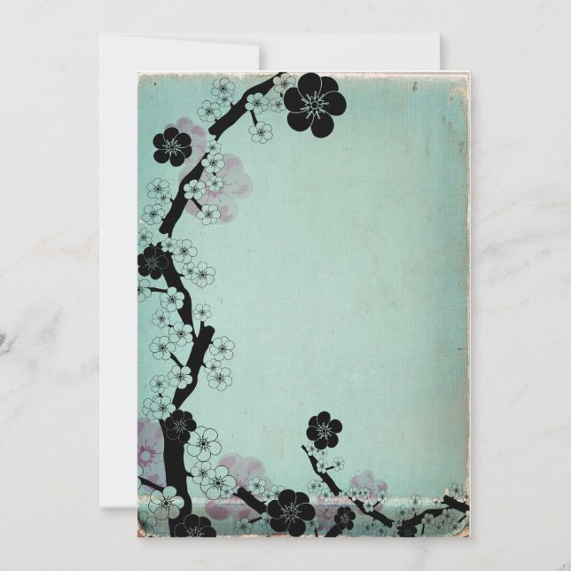 Cartes d'invitation fleurs de sakura vintage (Devant)
