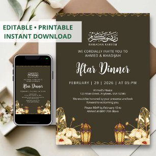 Cartes d'invitation Florales de Ramadan Iftar Bota