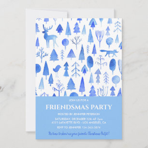 Cartes d'invitation Friendsmas Arbres aquarelle ma