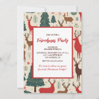 Cartes d'invitation Friendsmas Cerfs fantaisistes 
