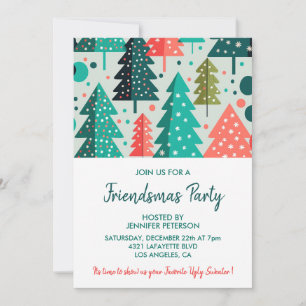 Cartes d'invitation Friendsmas motif sapins de Noë