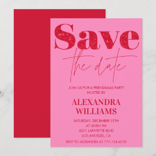Cartes d'invitation Friendsmas rose rouge Enregist