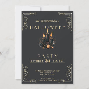 Cartes d'invitation Halloween Chalkboard Noir & Or