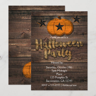 Cartes d'invitation Halloween citrouille et étoile