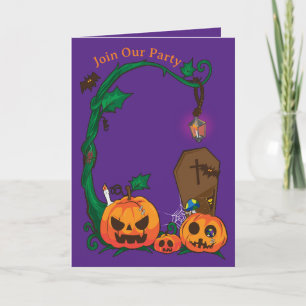 Cartes d'invitation Halloween Lanterne Citrouille
