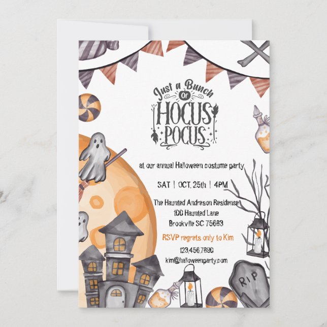 Cartes d'invitation Halloween Spooky Ghost Town (Devant)