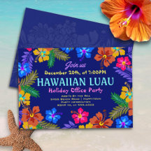 Cartes d'invitation Hawaïennes Luau Fête de Bureau