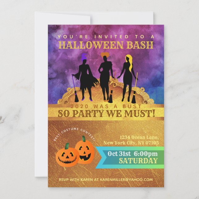 Cartes d'invitation Hocus Pocus (Devant)