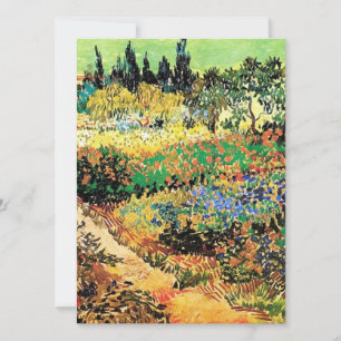 Cartes d'invitation. Jardin fleuri avec chemin