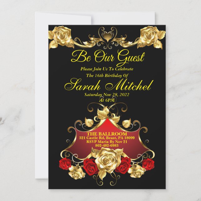 Cartes d'invitation La Belle et la Bête (Devant)