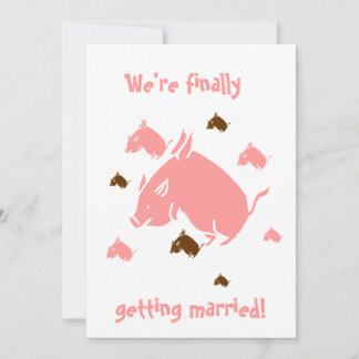 Cartes d'invitation "les cochons volants se marien