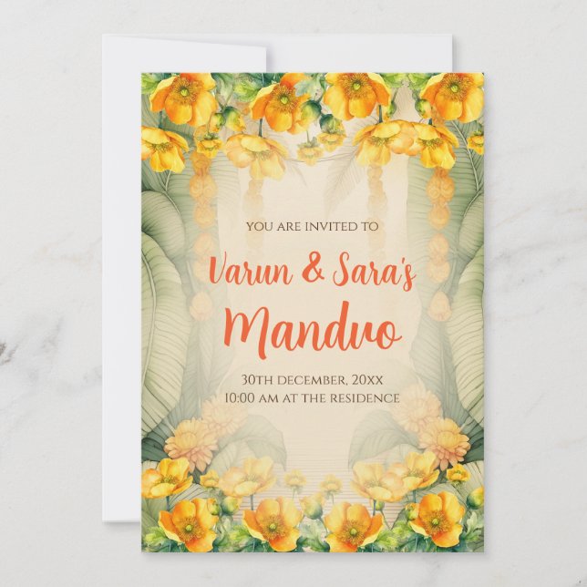 Cartes d'invitation Mandap Mahurat Mandvo invitati (Devant)