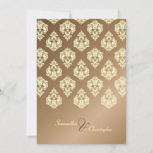Cartes d'invitation mariage damassé crème/faux cui