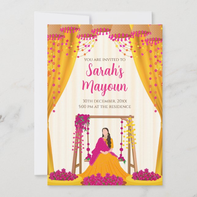 Cartes d'invitation Mayoun invitations Haldi Carte (Devant)