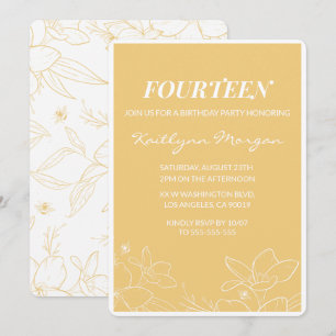 Cartes d'invitation modernes pour 14 ans Floral Ja