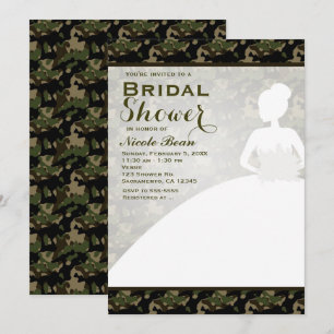 Cartes d'invitation modernes pour la mariée camouf