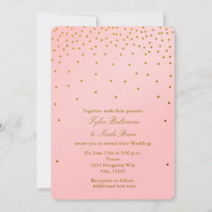 Cartes d'invitation modernes rose poudré et points
