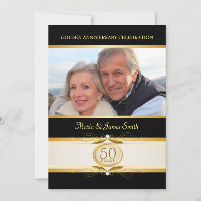 Cartes d'invitation Monogramme 50e anniversaire Go (Devant)