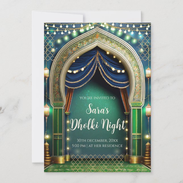 Cartes d'invitation musulmanes Dholki & invitation (Devant)