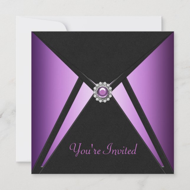 Cartes d'invitation noir violet pour toutes occasi (Devant)
