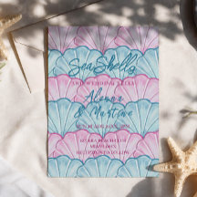 Cartes d'invitation Océan Coquillages et Cloches d
