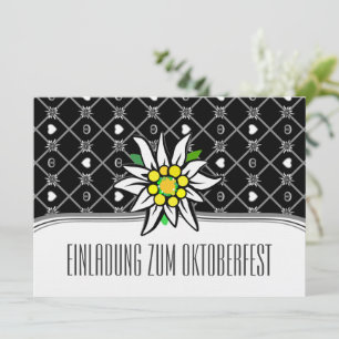 Cartes d'invitation Oktoberfest Edelweiß noir et b