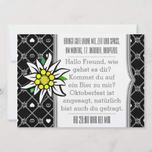 Cartes d'invitation Oktoberfest noir et blanc