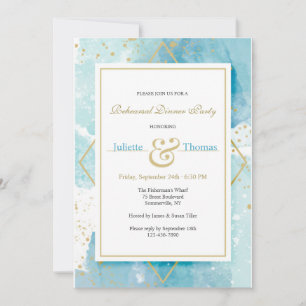 Cartes d'invitation Or et Turquoise