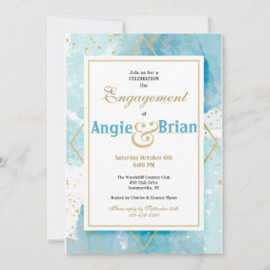 Cartes d'invitation Or et Turquoise