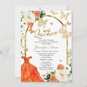 Cartes d'invitation Papillon Coing Orange Robe Flo