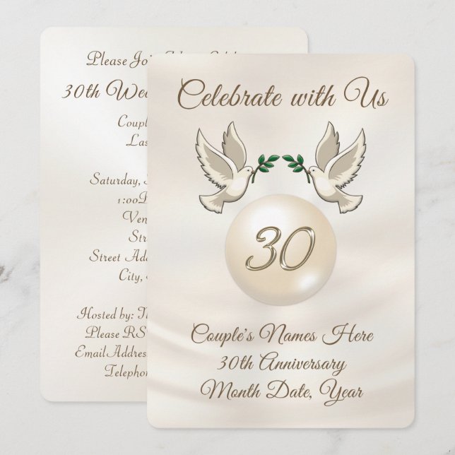 Cartes d'invitation personnalisées pour les 30 ans (Devant / Derrière)