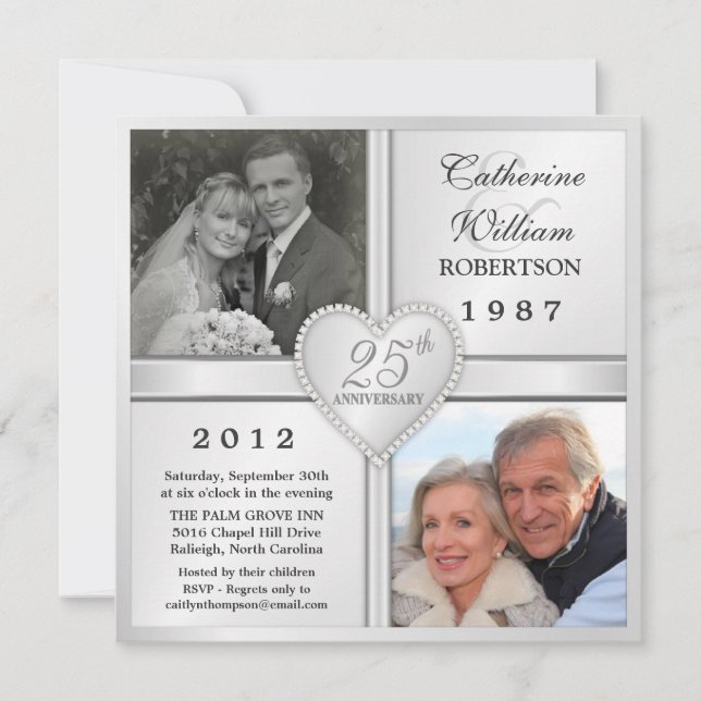 Cartes d'invitation photo avec motif de cœur pour  (Devant)