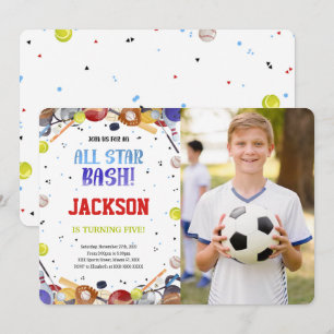Cartes d'invitation photo d'anniversaire All Star 