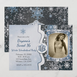Cartes d'invitation photo de fête Sweet 16 sur le