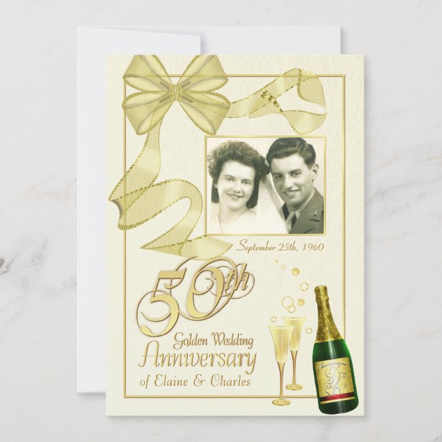 Cartes d'invitation photo élégantes pour la fête d (Devant)
