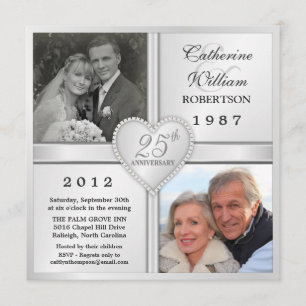 Cartes d'invitation photo pour les 25 ans de maria