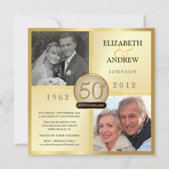 Cartes d'invitation photo pour les 50 ans de maria (Devant)
