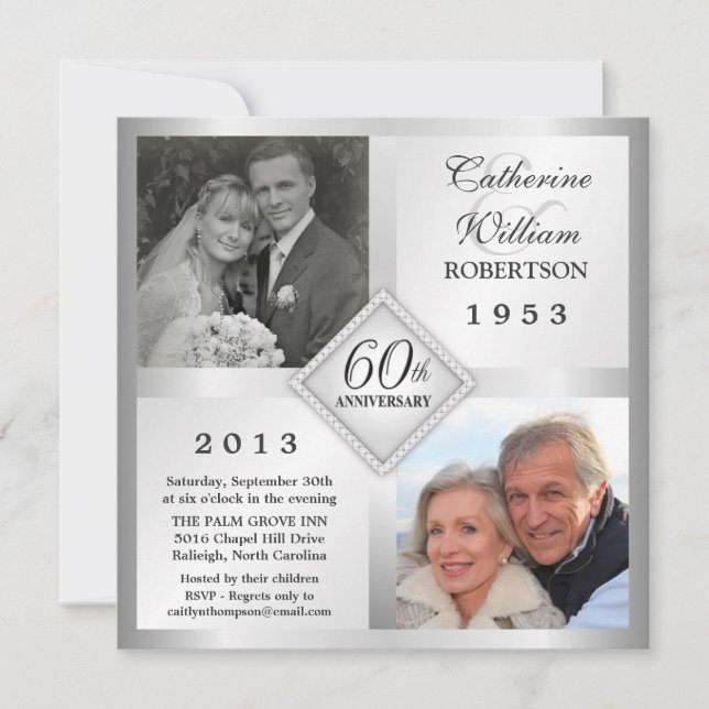 Cartes d'invitation photo pour les 60 ans de maria (Devant)