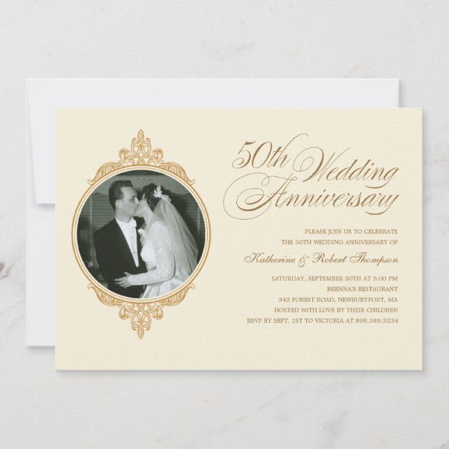 Cartes d'invitation photo pour un 50e anniversaire (Devant)