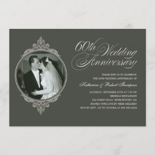 Cartes d'invitation photo sombre Classique 60e Ann