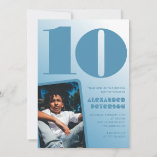 Cartes d'invitation pour 10 ans garçon avec photo