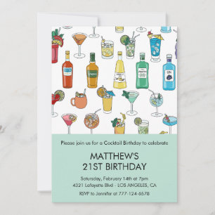 Cartes d'invitation pour 21 ans Cocktail Contempor