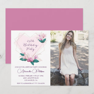 Cartes d'invitation pour 25 ans Élégant Boho Photo