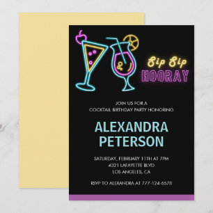 Cartes d'invitation pour 28e anniversaire Cocktail