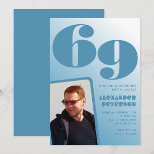 Cartes d'invitation pour 69 ans avec photo et dégr