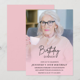 Cartes d'invitation pour 80 ans avec photo dîner d