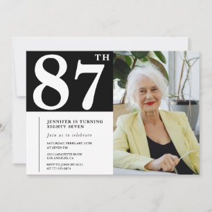 Cartes d'invitation pour 87e anniversaire en noir 