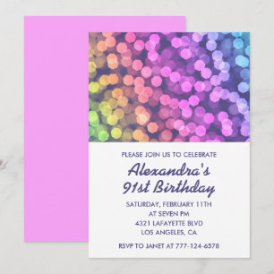 Cartes d'invitation pour 91 ans avec confettis arc